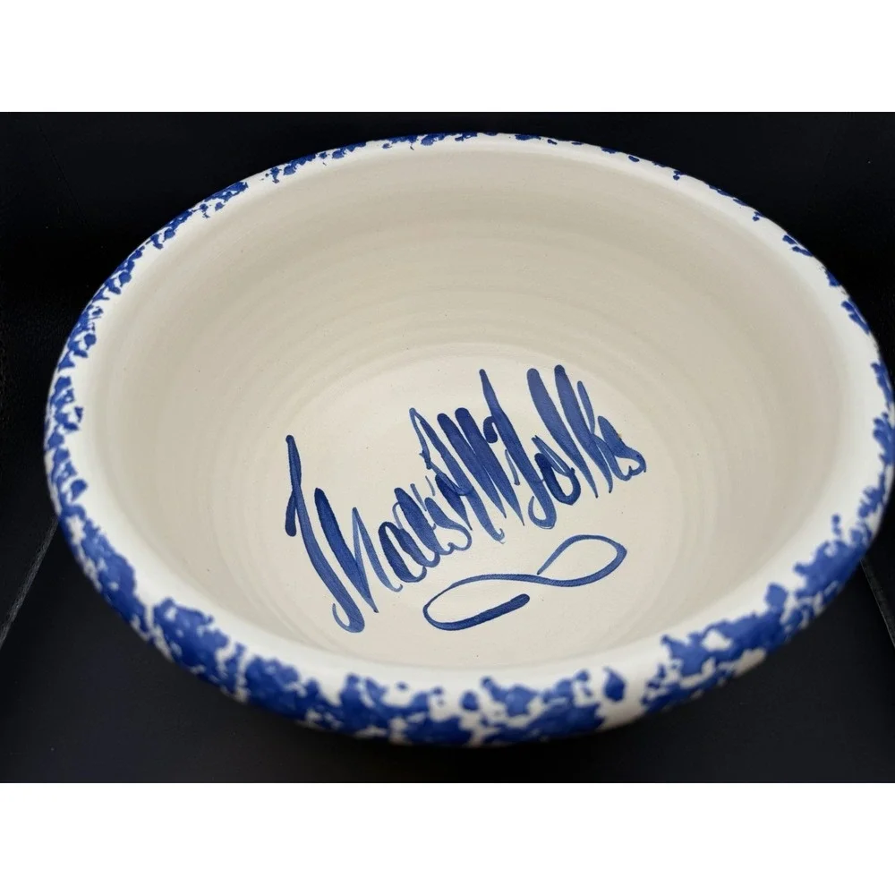 Vintage Spongeware Popcorn Bowl 
